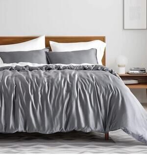 EVERGRACEHOME Tencel Lyocell Cooling Duvet Cover Set Natural Eucalyptus Queen